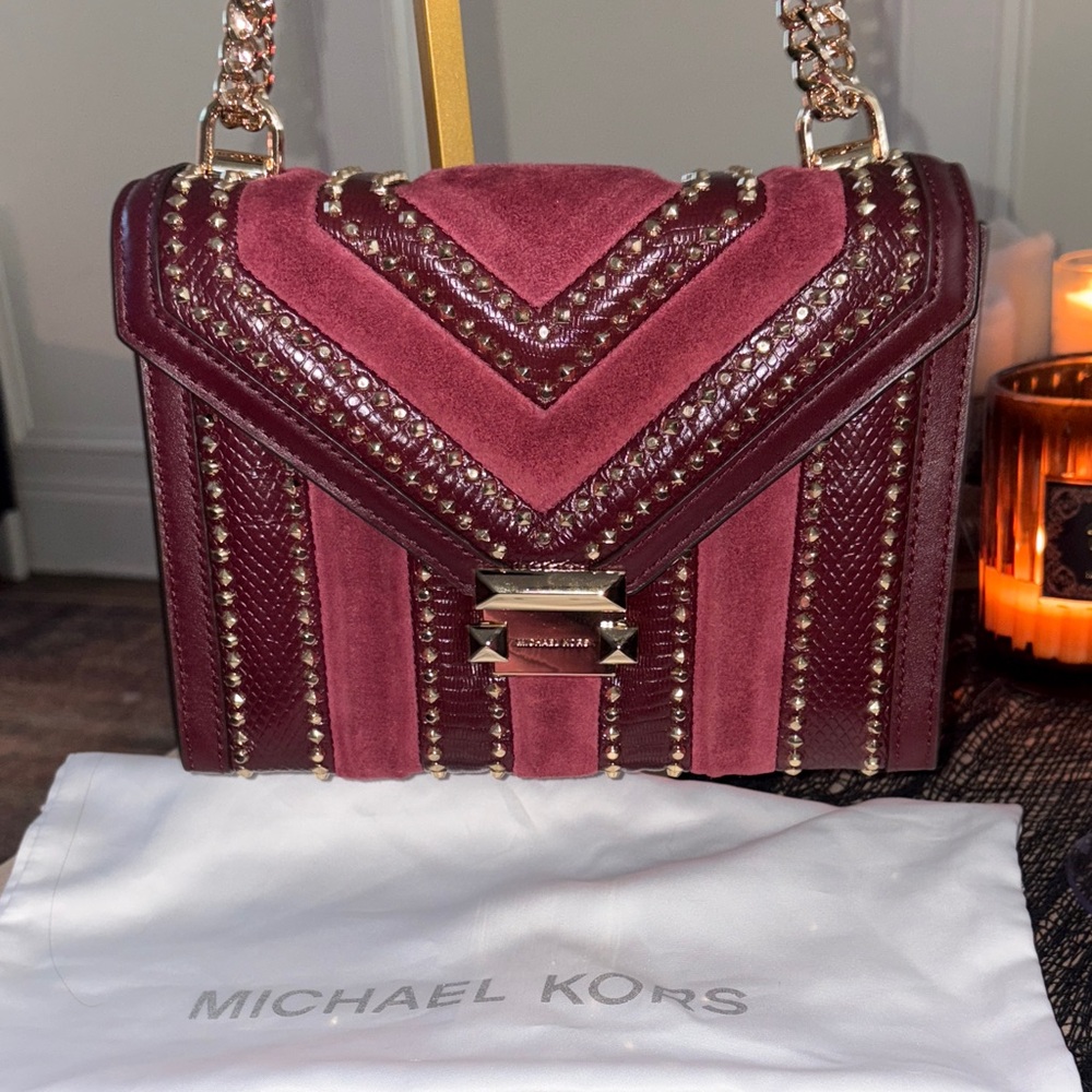 Michael Kors NWT Burgundy and Pink Chevron Shoulder Bag